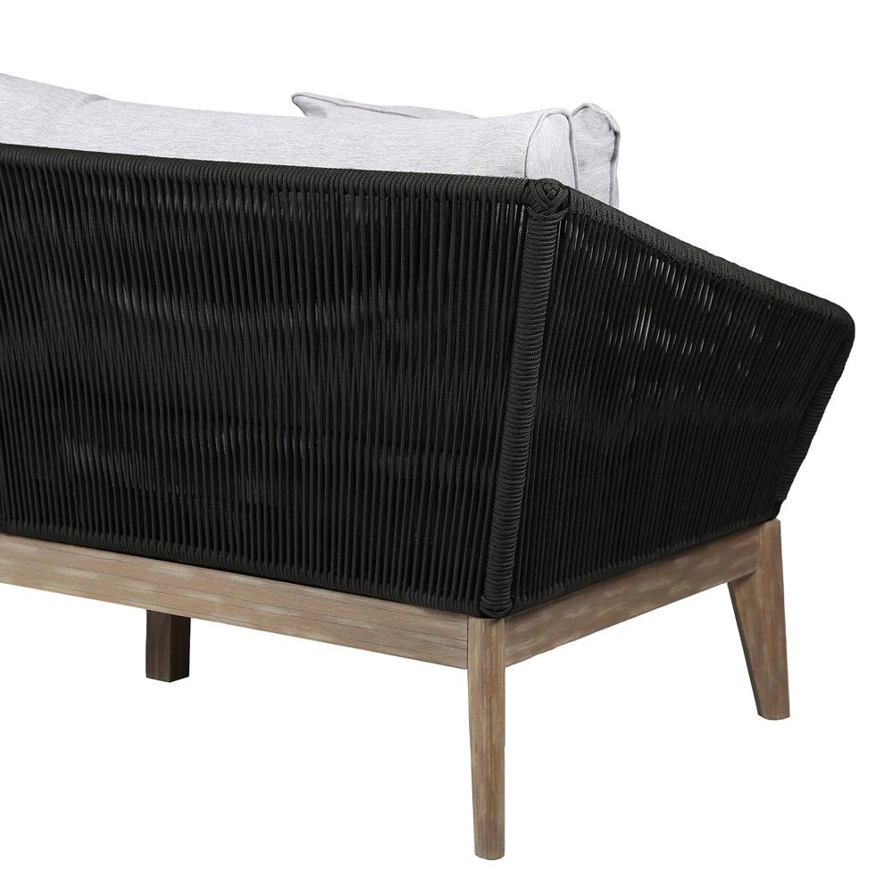 Armen Living - Athos Indoor Outdoor 3 Seater Sofa in Light Eucalyptus Wood with Latte Rope and Grey Cushions - LCATSOWDLT veiw 5