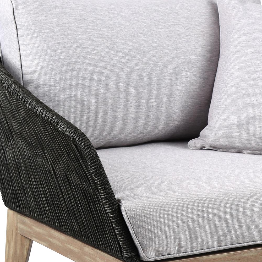 Armen Living - Athos Indoor Outdoor Club Chair in Light Eucalyptus Wood with Latte Rope and Grey Cushions - LCATCHWDLT veiw 3