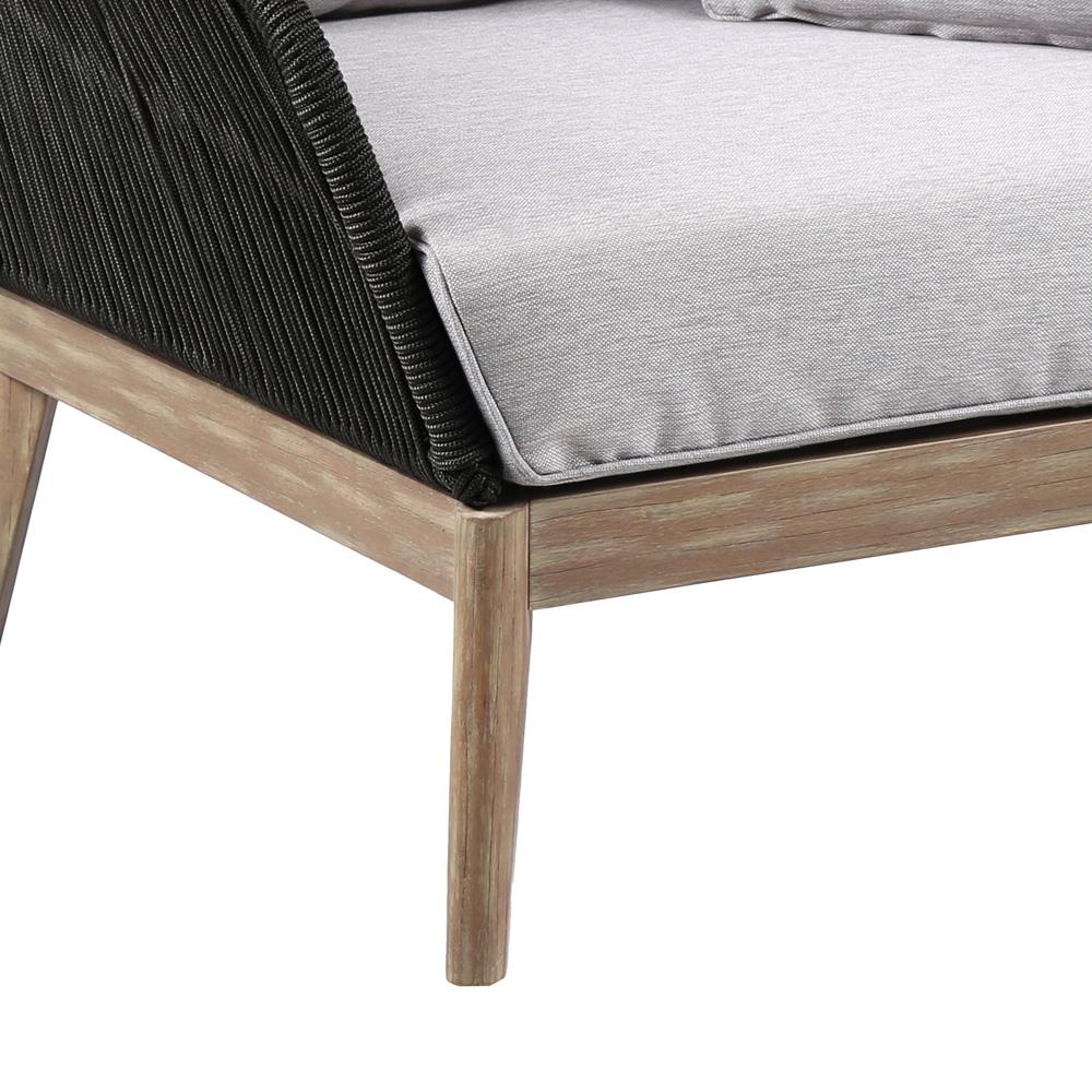 Armen Living - Athos Indoor Outdoor Club Chair in Light Eucalyptus Wood with Latte Rope and Grey Cushions - LCATCHWDLT veiw 4