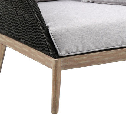 Armen Living - Athos Indoor Outdoor Club Chair in Light Eucalyptus Wood with Latte Rope and Grey Cushions - LCATCHWDLT veiw 4