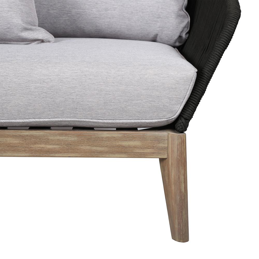 Armen Living - Athos Indoor Outdoor Club Chair in Light Eucalyptus Wood with Latte Rope and Grey Cushions - LCATCHWDLT veiw 6