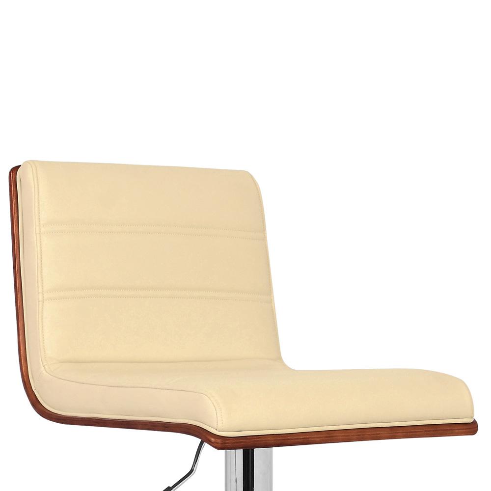 Armen Living - Aubrey Adjustable Height Swivel Cream Faux Leather and Chrome Bar Stool with Walnut Wood - LCAUBAWACR veiw 5