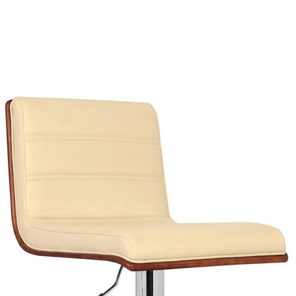 Armen Living - Aubrey Adjustable Height Swivel Cream Faux Leather and Chrome Bar Stool with Walnut Wood - LCAUBAWACR veiw 5
