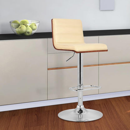 Armen Living - Aubrey Adjustable Height Swivel Cream Faux Leather and Chrome Bar Stool with Walnut Wood - LCAUBAWACR veiw 7