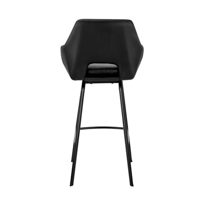 Armen Living - Aura Black Faux Leather and Black Metal Swivel 26in Counter Stool - LCAUBABLBL26 veiw 5
