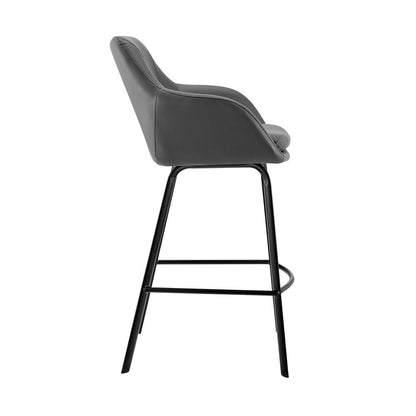 Armen Living - Aura Gray Faux Leather and Black Metal Swivel 26in Counter Stool - LCAUBABLGR26 veiw 3
