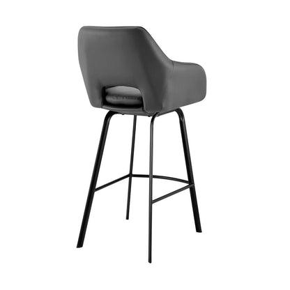 Armen Living - Aura Gray Faux Leather and Black Metal Swivel 26in Counter Stool - LCAUBABLGR26 veiw 4