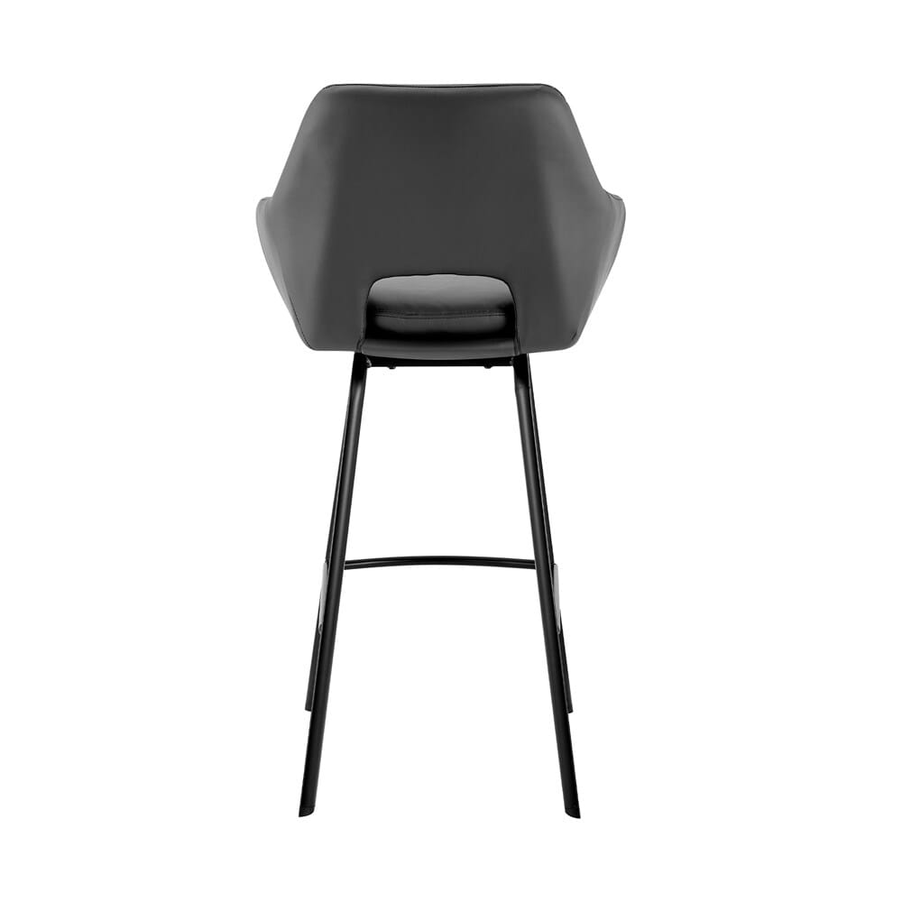 Armen Living - Aura Gray Faux Leather and Black Metal Swivel 26in Counter Stool - LCAUBABLGR26 veiw 5