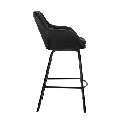 Armen Living - Aura Black Faux Leather and Black Metal Swivel 30in Bar Stool - LCAUBABLBL30 veiw 3