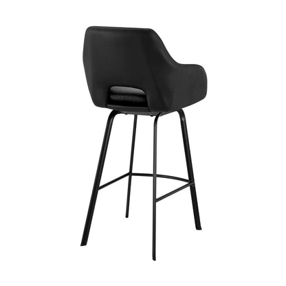 Armen Living - Aura Black Faux Leather and Black Metal Swivel 30in Bar Stool - LCAUBABLBL30 veiw 4
