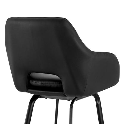 Armen Living - Aura Black Faux Leather and Black Metal Swivel 30in Bar Stool - LCAUBABLBL30 veiw 7