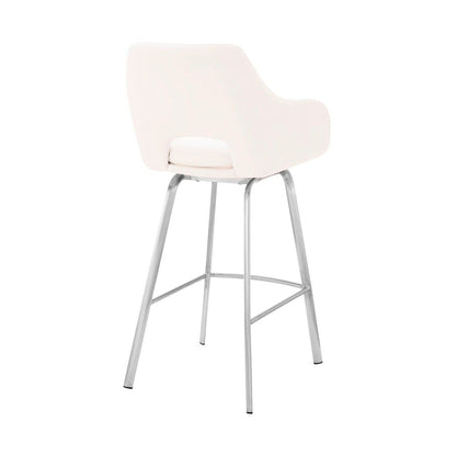 Armen Living - Aura White Faux Leather and Brushed Stainless Steel Swivel 26in Counter Stool - LCAUBABSWH26 veiw 4