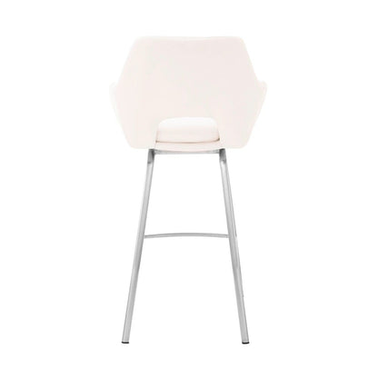 Armen Living - Aura White Faux Leather and Brushed Stainless Steel Swivel 26in Counter Stool - LCAUBABSWH26 veiw 5