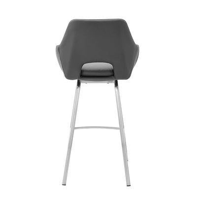 Armen Living - Aura Gray Faux Leather and Brushed Stainless Steel Swivel 30in Bar Stool - LCAUBABSGR30 veiw 5