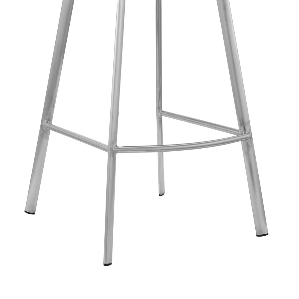 Armen Living - Aura Gray Faux Leather and Brushed Stainless Steel Swivel 30in Bar Stool - LCAUBABSGR30 veiw 8