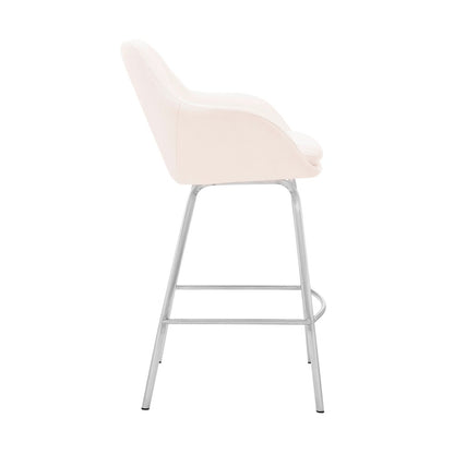 Armen Living - Aura White Faux Leather and Brushed Stainless Steel Swivel 30in Bar Stool - LCAUBABSWH30 veiw 3
