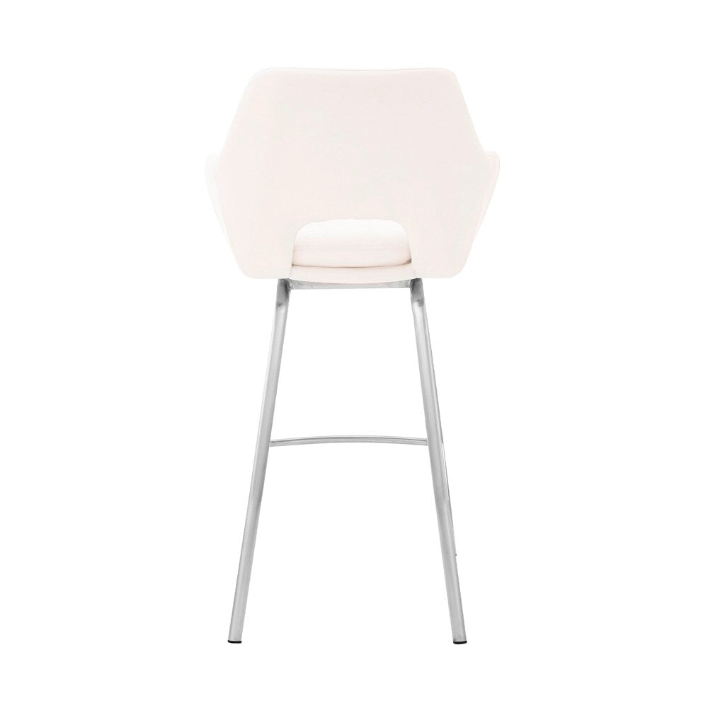 Armen Living - Aura White Faux Leather and Brushed Stainless Steel Swivel 30in Bar Stool - LCAUBABSWH30 veiw 5