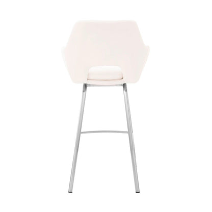 Armen Living - Aura White Faux Leather and Brushed Stainless Steel Swivel 30in Bar Stool - LCAUBABSWH30 veiw 5