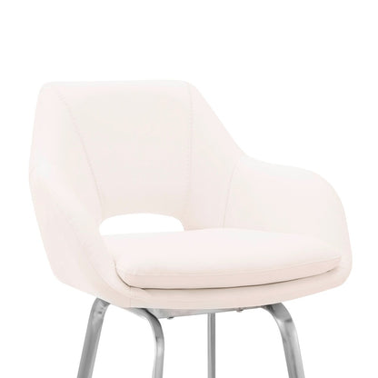 Armen Living - Aura White Faux Leather and Brushed Stainless Steel Swivel 30in Bar Stool - LCAUBABSWH30 veiw 6