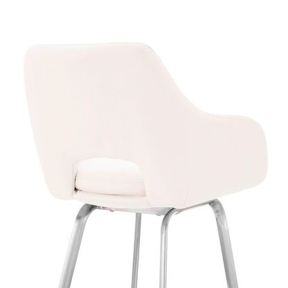 Armen Living - Aura White Faux Leather and Brushed Stainless Steel Swivel 30in Bar Stool - LCAUBABSWH30 veiw 7