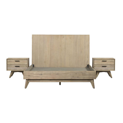 Armen Living - Baly 3 Piece Acacia Queen Platform Bed and Nightstands Bedroom Set - SETLFBDGRQN3A veiw 1