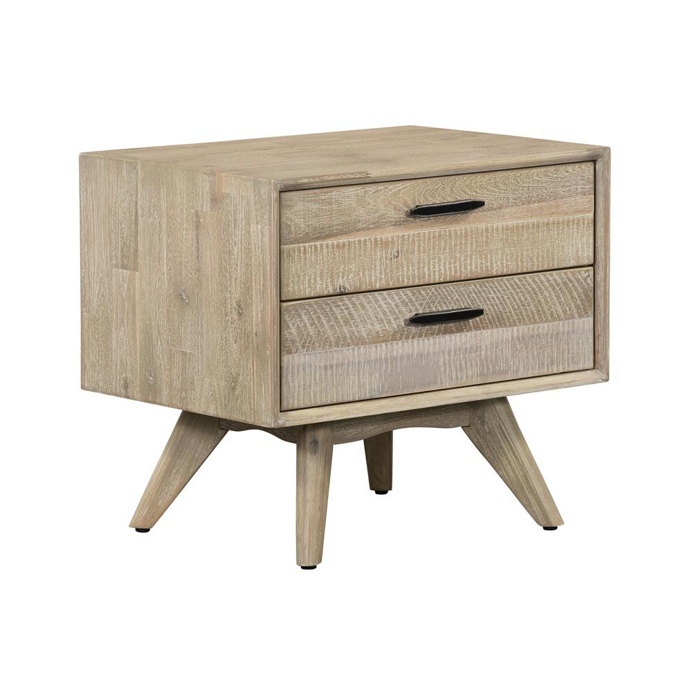 Armen Living - Baly 3 Piece Acacia Queen Platform Bed and Nightstands Bedroom Set - SETLFBDGRQN3A veiw 5