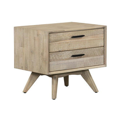 Armen Living - Baly 3 Piece Acacia Queen Platform Bed and Nightstands Bedroom Set - SETLFBDGRQN3A veiw 5