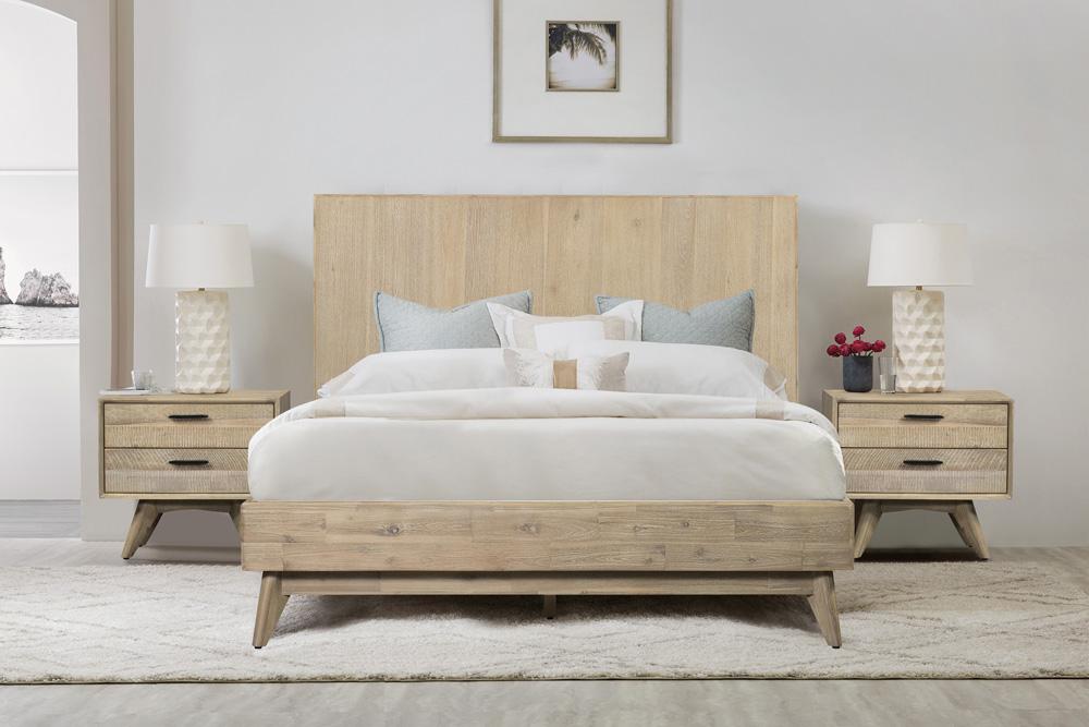 Armen Living - Baly 3 Piece Acacia Queen Platform Bed and Nightstands Bedroom Set - SETLFBDGRQN3A veiw 7