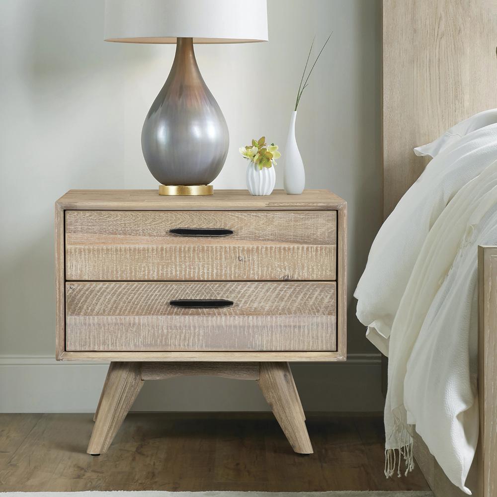 Armen Living - Baly Acacia Mid-Century Gray 2 Drawer Night stand - LCLFLAGR veiw 8