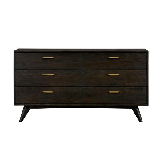 Armen Living - Baly Acacia Mid-Century 6 Drawer Dresser - LCLFDRBR veiw 1