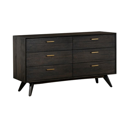 Armen Living - Baly Acacia Mid-Century 6 Drawer Dresser - LCLFDRBR veiw 2