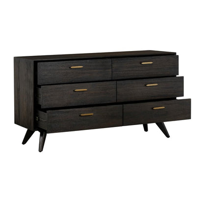 Armen Living - Baly Acacia Mid-Century 6 Drawer Dresser - LCLFDRBR veiw 3