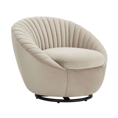 Armen Living - Bella Biege Velvet Swivel Accent Chair with Black Base - LCBLCHBEIGE veiw 1