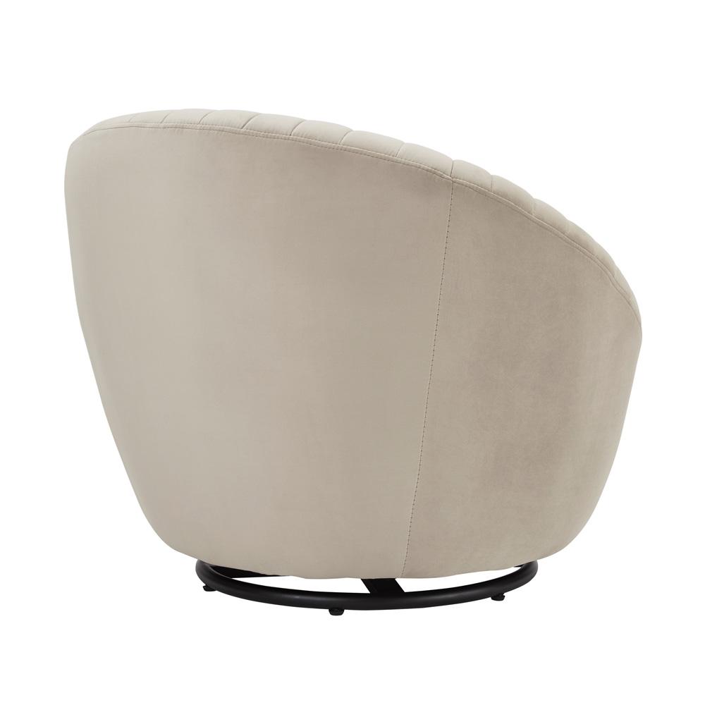 Armen Living - Bella Biege Velvet Swivel Accent Chair with Black Base - LCBLCHBEIGE veiw 3