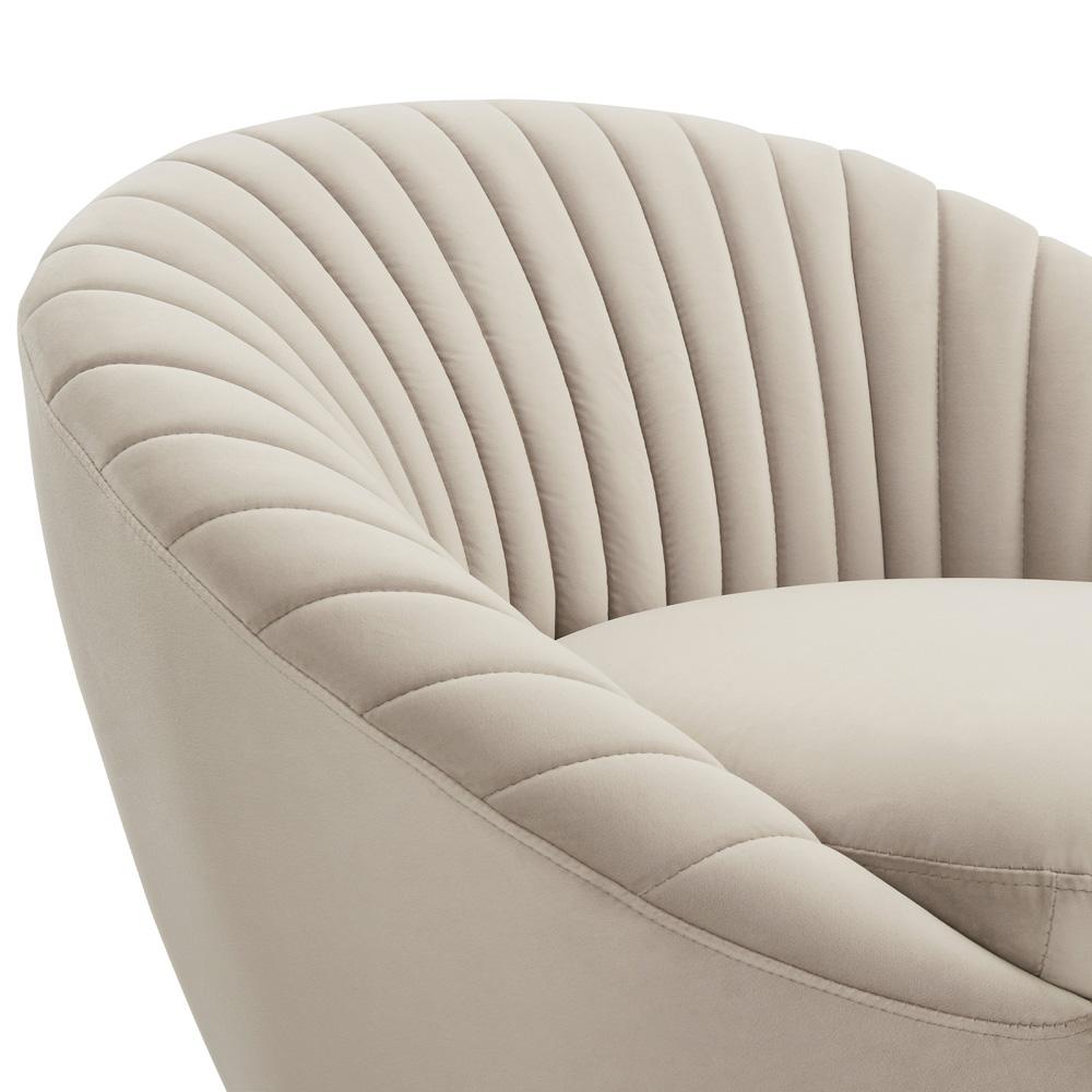 Armen Living - Bella Biege Velvet Swivel Accent Chair with Black Base - LCBLCHBEIGE veiw 4