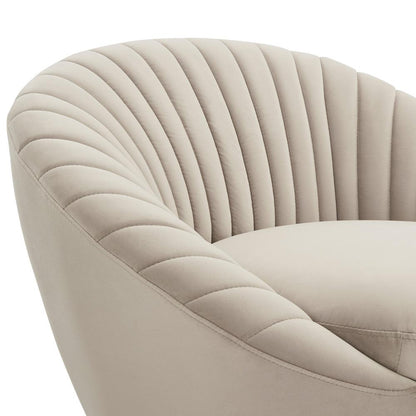Armen Living - Bella Biege Velvet Swivel Accent Chair with Black Base - LCBLCHBEIGE veiw 4