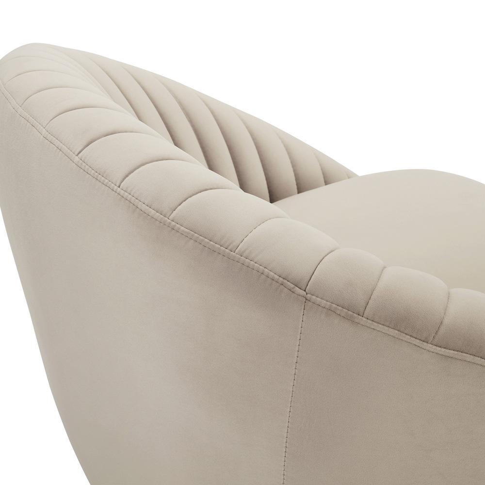 Armen Living - Bella Biege Velvet Swivel Accent Chair with Black Base - LCBLCHBEIGE veiw 5
