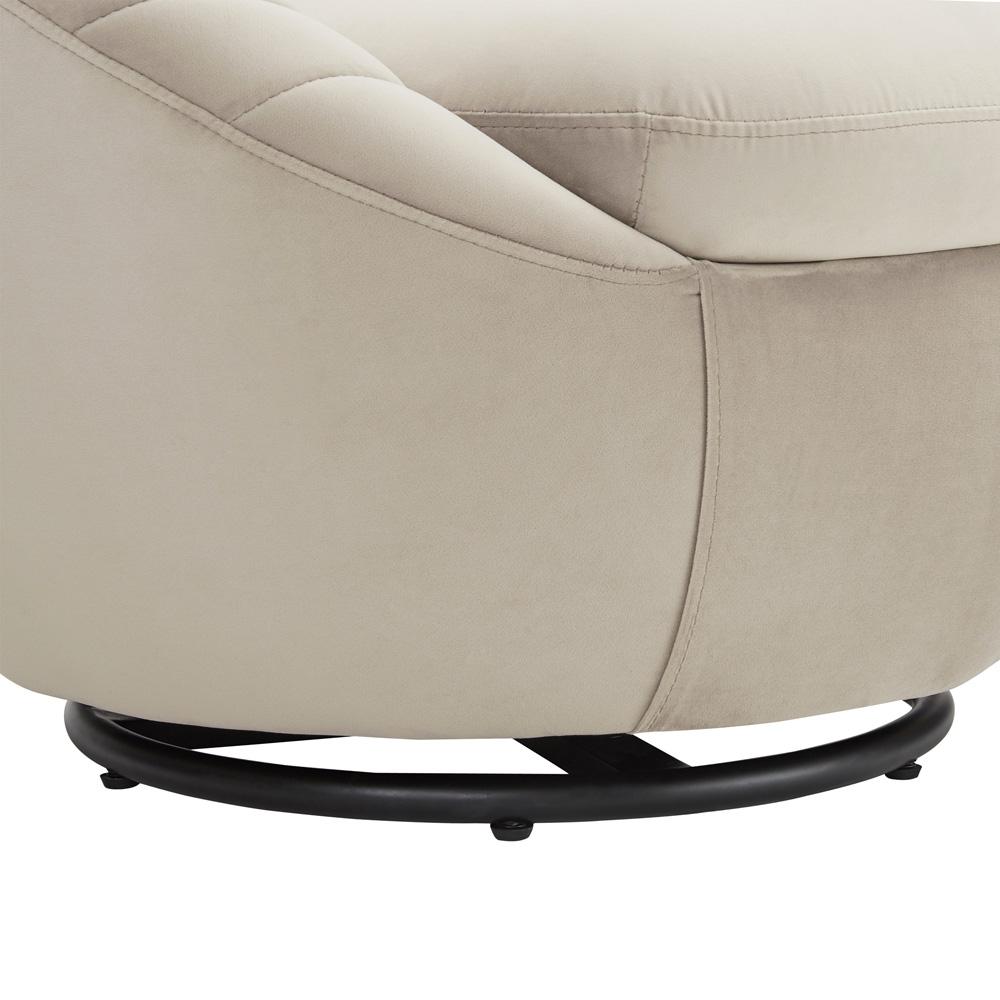 Armen Living - Bella Biege Velvet Swivel Accent Chair with Black Base - LCBLCHBEIGE veiw 6