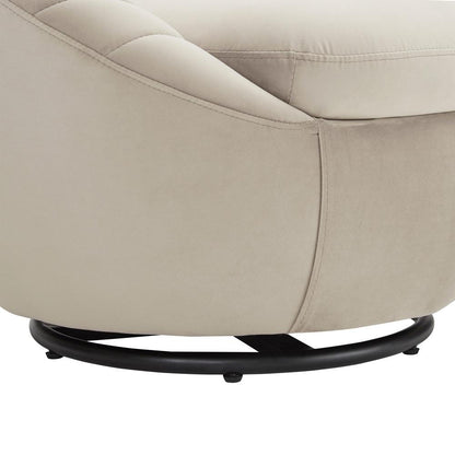 Armen Living - Bella Biege Velvet Swivel Accent Chair with Black Base - LCBLCHBEIGE veiw 6