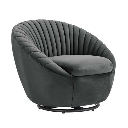 Armen Living - Bella Dark Gray Velvet Swivel Accent Chair with Black Base - LCBLCHGREY veiw 1