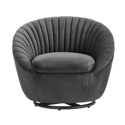 Armen Living - Bella Dark Gray Velvet Swivel Accent Chair with Black Base - LCBLCHGREY veiw 2