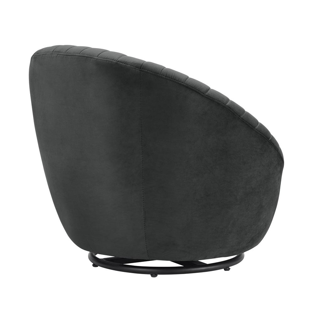 Armen Living - Bella Dark Gray Velvet Swivel Accent Chair with Black Base - LCBLCHGREY veiw 3