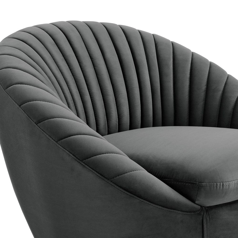 Armen Living - Bella Dark Gray Velvet Swivel Accent Chair with Black Base - LCBLCHGREY veiw 4