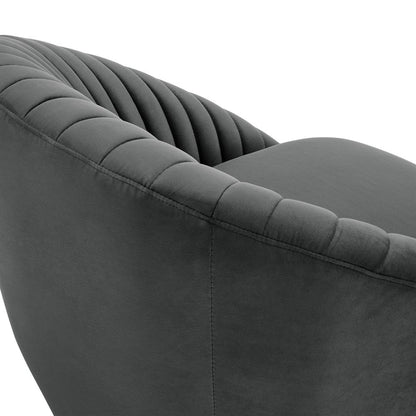 Armen Living - Bella Dark Gray Velvet Swivel Accent Chair with Black Base - LCBLCHGREY veiw 5