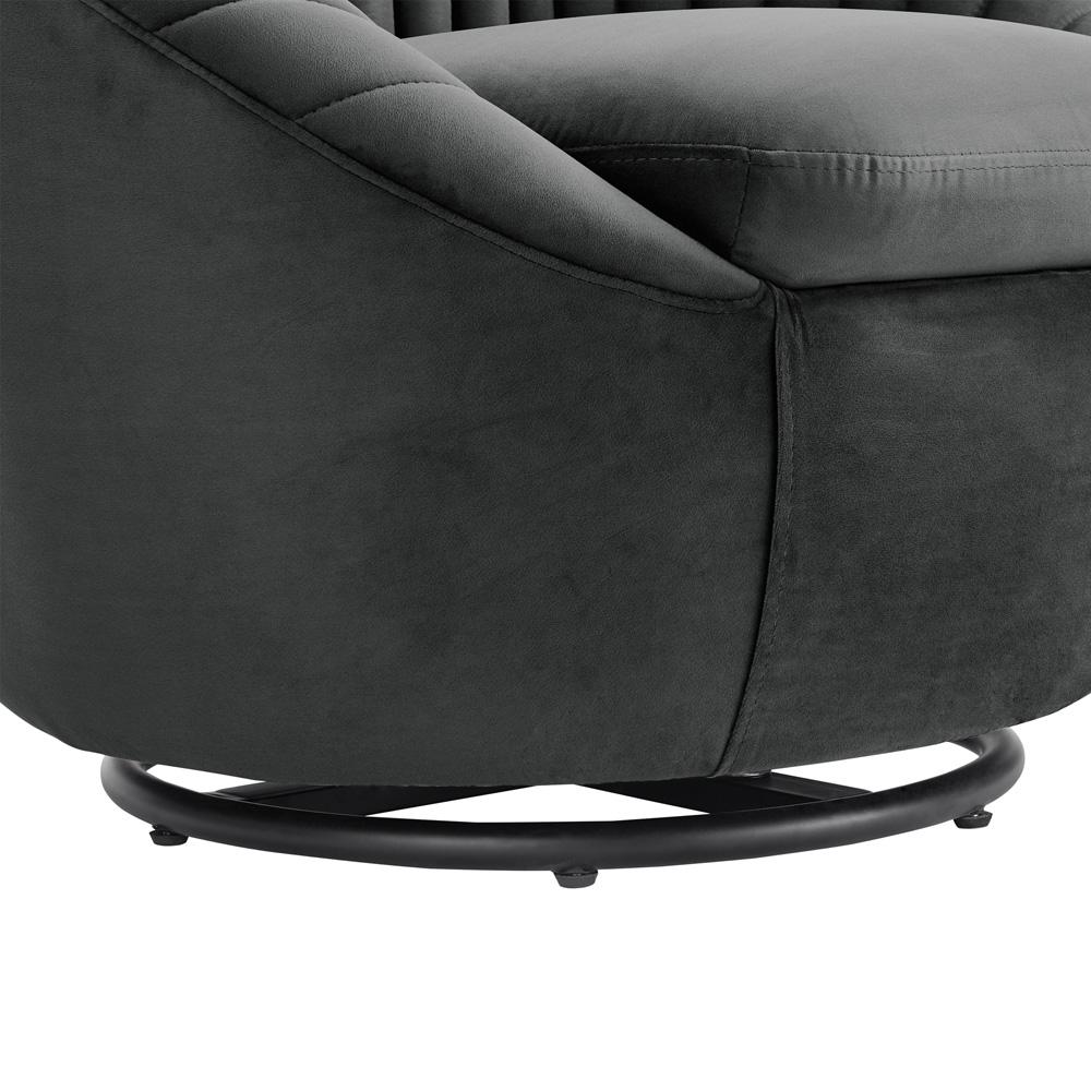 Armen Living - Bella Dark Gray Velvet Swivel Accent Chair with Black Base - LCBLCHGREY veiw 6