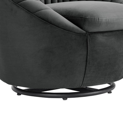 Armen Living - Bella Dark Gray Velvet Swivel Accent Chair with Black Base - LCBLCHGREY veiw 6