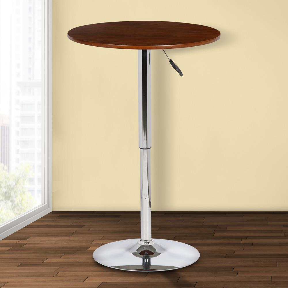 Armen Living - Bentley Adjustable Pub Table in Walnut Wood and Chrome finish - LCBEPUWA veiw 4