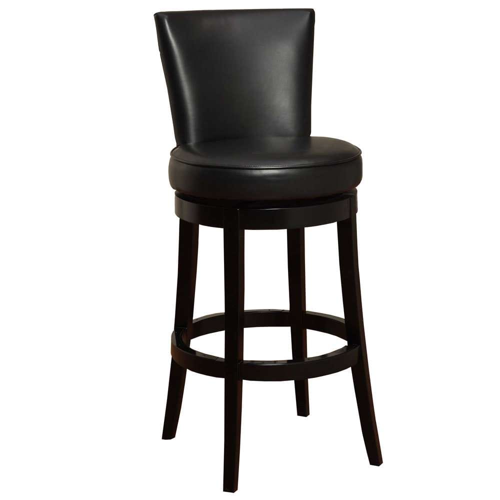 Armen Living - Boston 30in Bar Height Swivel Black Faux Leather and Black Wood Bar Stool - LC4044BABL30 veiw 1