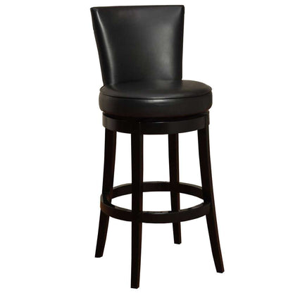Armen Living - Boston 30in Bar Height Swivel Black Faux Leather and Black Wood Bar Stool - LC4044BABL30 veiw 1