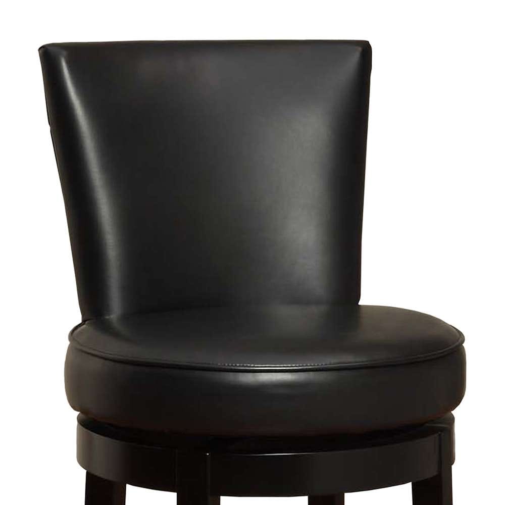 Armen Living - Boston 30in Bar Height Swivel Black Faux Leather and Black Wood Bar Stool - LC4044BABL30 veiw 2